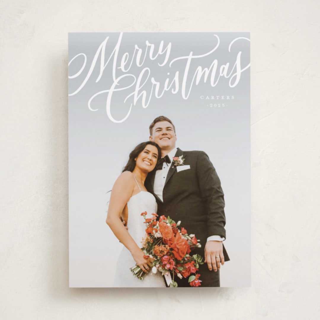 "Modern Merry Christmas" - Holiday Cards in Snow by Wildfield Paper Co - Front