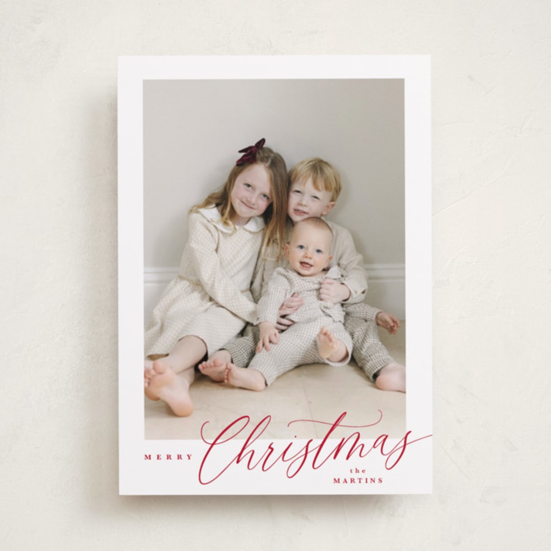 "Corner Slant" - Holiday Cards in Berry by Kelly Schmidt - Front