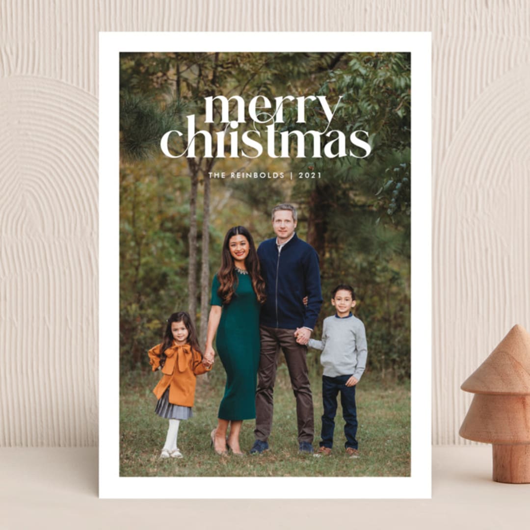"Striking Type" - Holiday Cards in Snowflake by Sandra Picco Design - Front