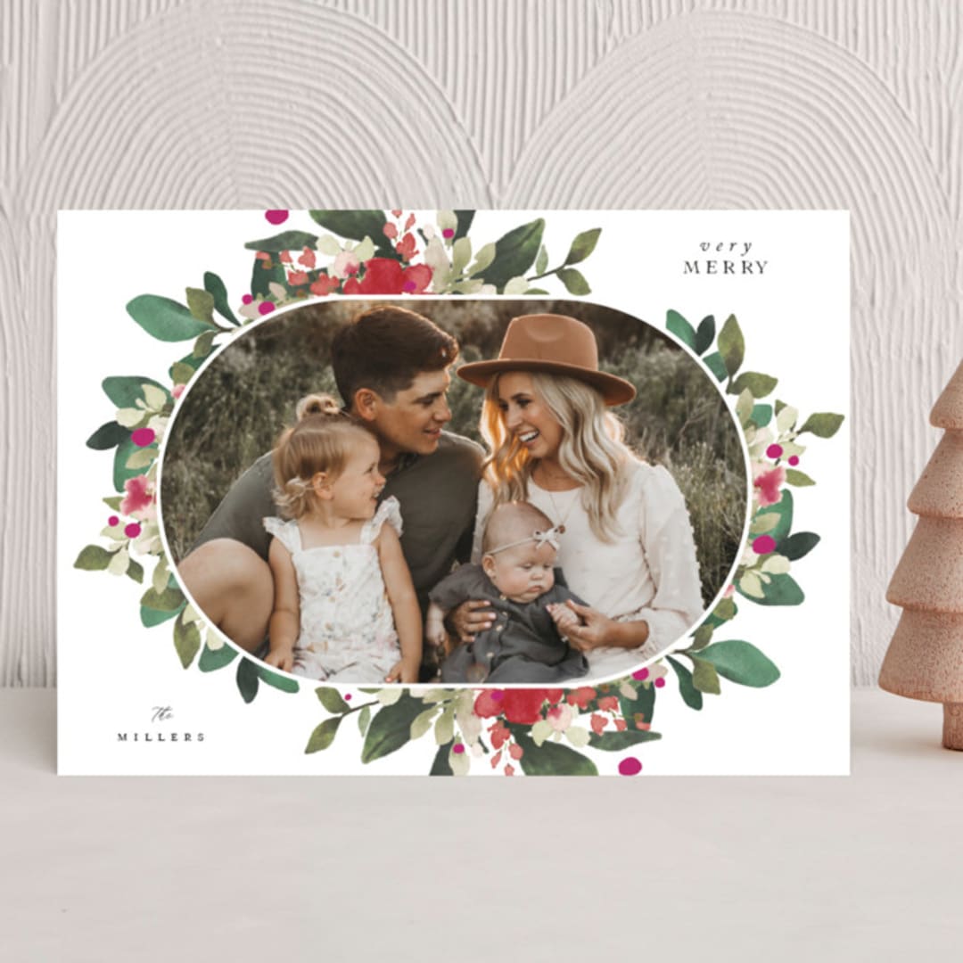 "Fresh Holiday Florals" - Holiday Cards in Fresh Berries by Grace Kreinbrink - Front