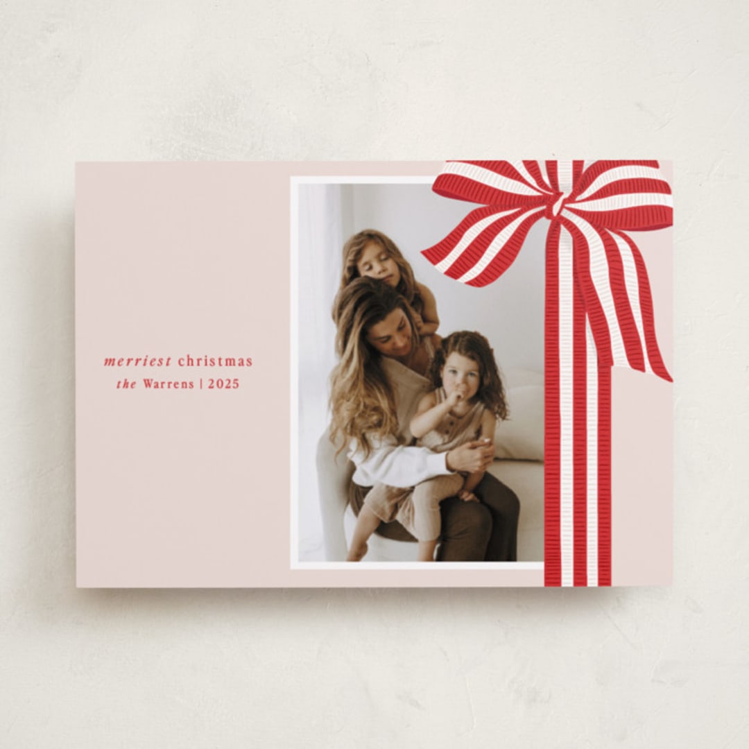 "ribbon wrapped" - Holiday Cards in Poinsettia by Angela Marzuki - Front