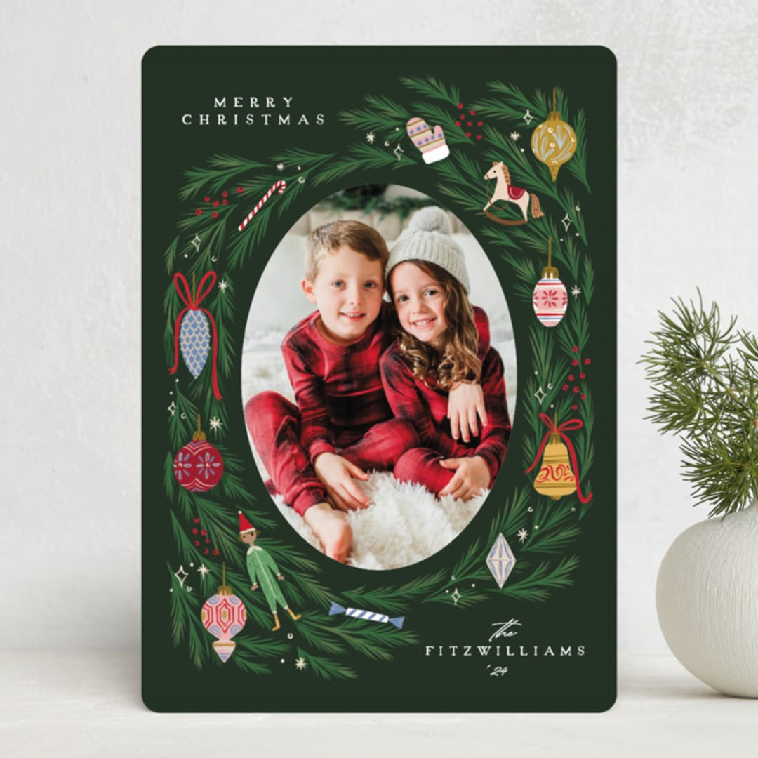 "happy christmas wreath" - Holiday Cards in Wreath by Grae - Front