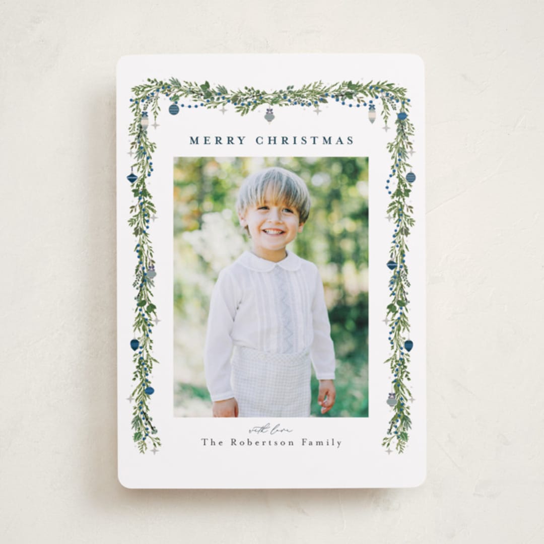 "Pine Garland" - Holiday Cards in Winterberry by Susan Moyal - Front