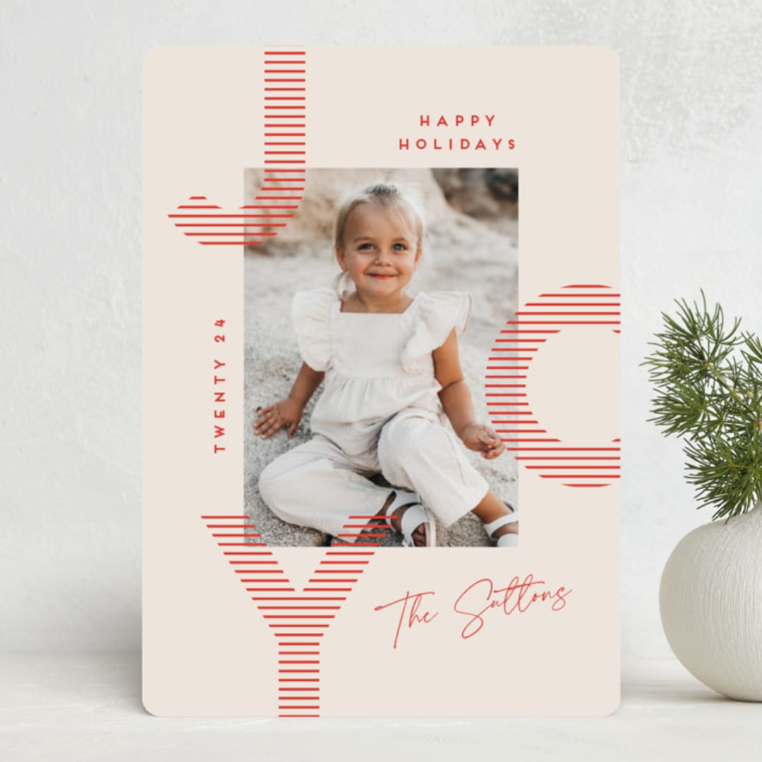 "Joyfully Striped" - Holiday Cards in Peppermint by Kristie Kern - Front
