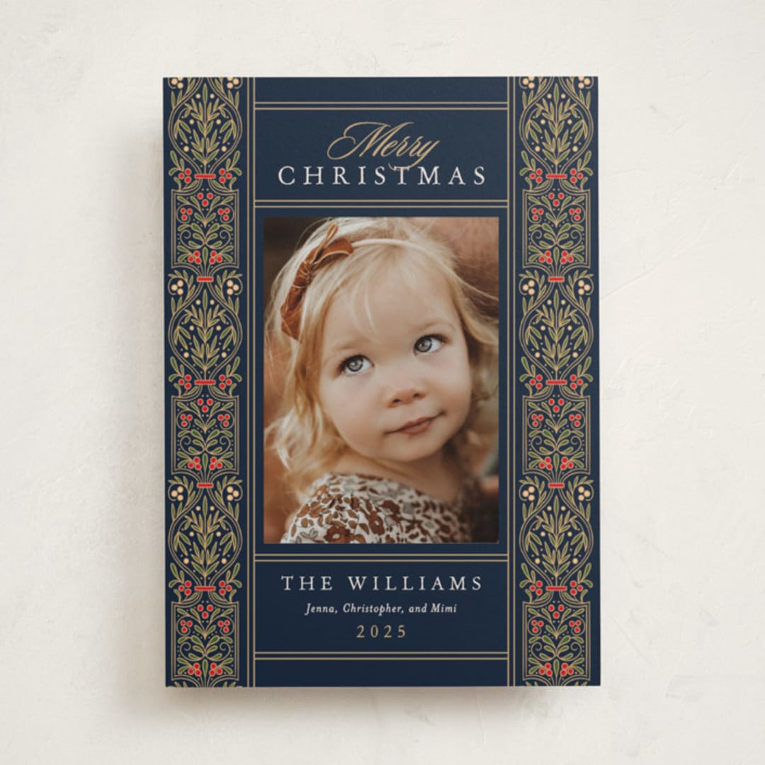 "Ornate Scroll" - Holiday Cards in Royal by leslie hamer - Front