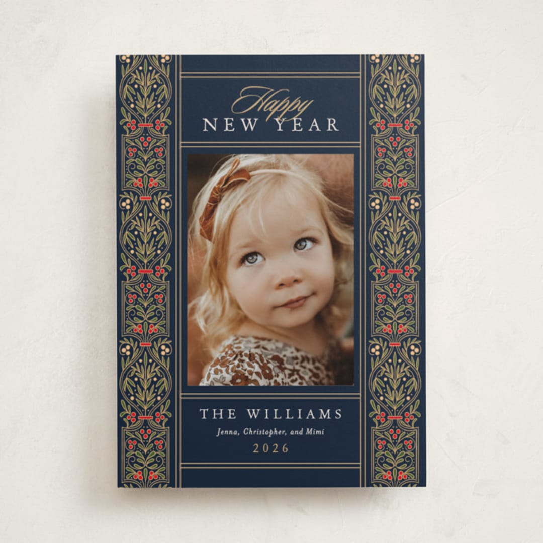 "Ornate Scroll" - Holiday Cards in Royal by leslie hamer - Front