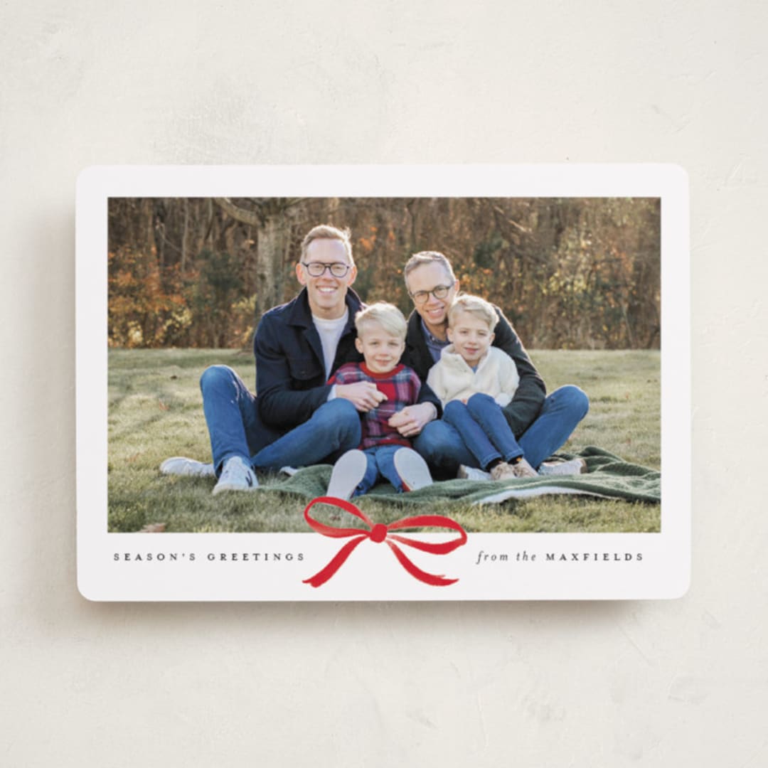 "Crimson Bow" - Holiday Cards in Crimson by Olivia Kanaley Inman - Front
