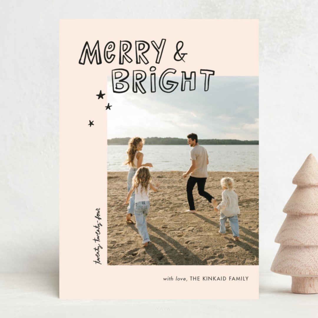 "Hand Lettered Love" - Holiday Cards in Noir by Ampersand Design Studio - Front