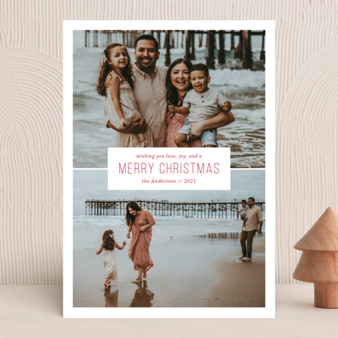 "Simple Christmas Wish" - Holiday Cards in Berry by Kiersten Garner - Front