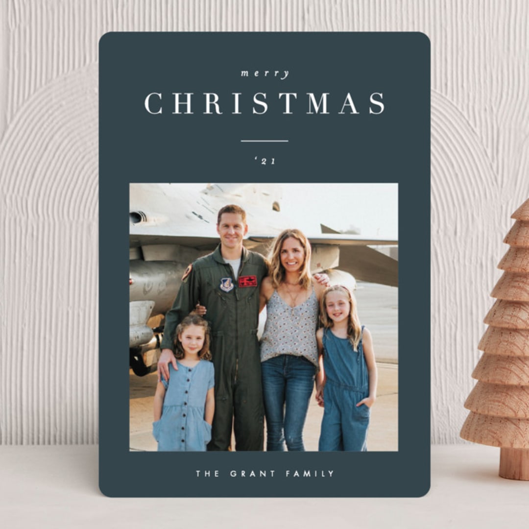 "headline" - Holiday Cards in Midnight by Carolyn Nicks - Front