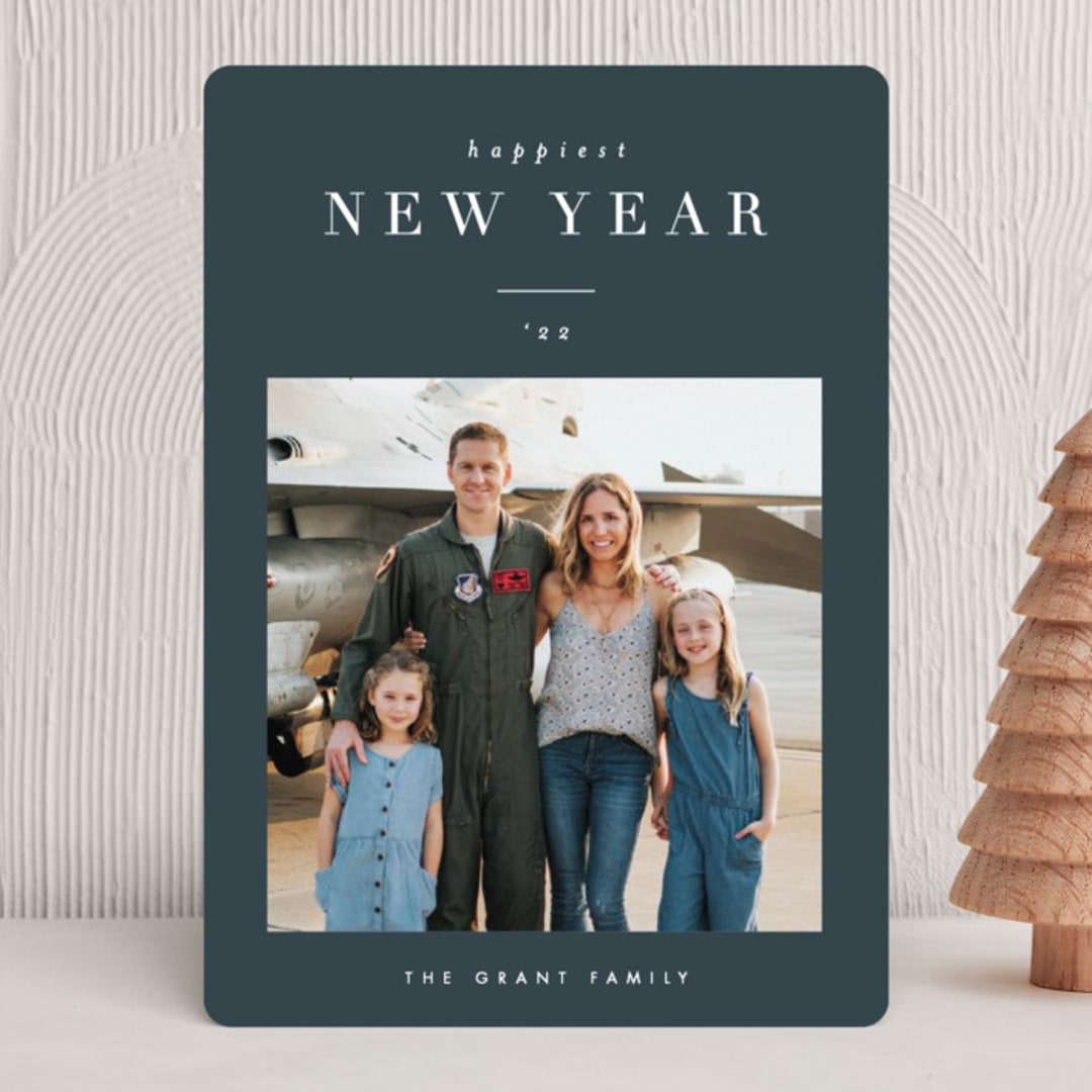 "headline" - Holiday Cards in Midnight by Carolyn Nicks - Front