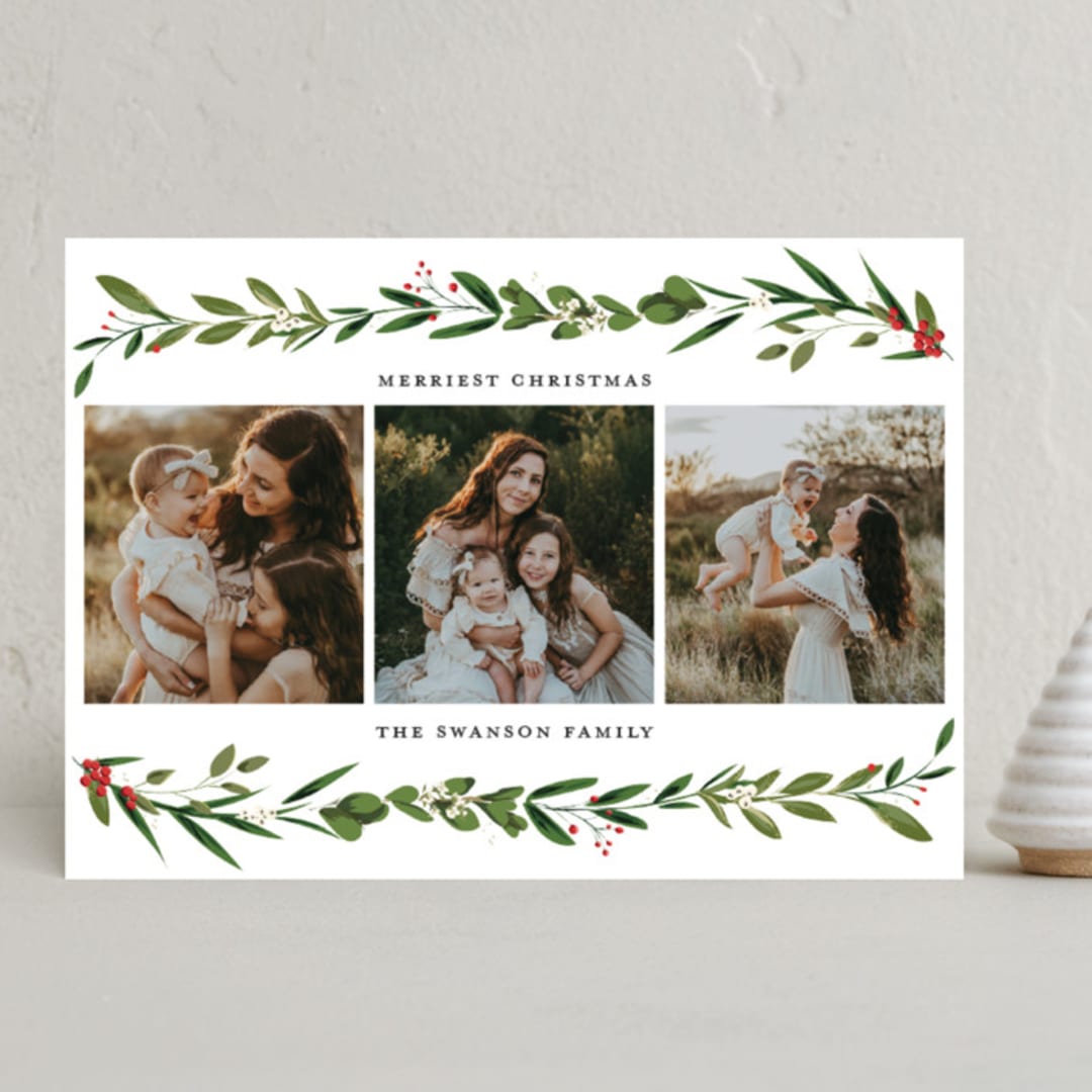 "Very Merrily" - Holiday Cards in Snow by Susan Moyal - Front