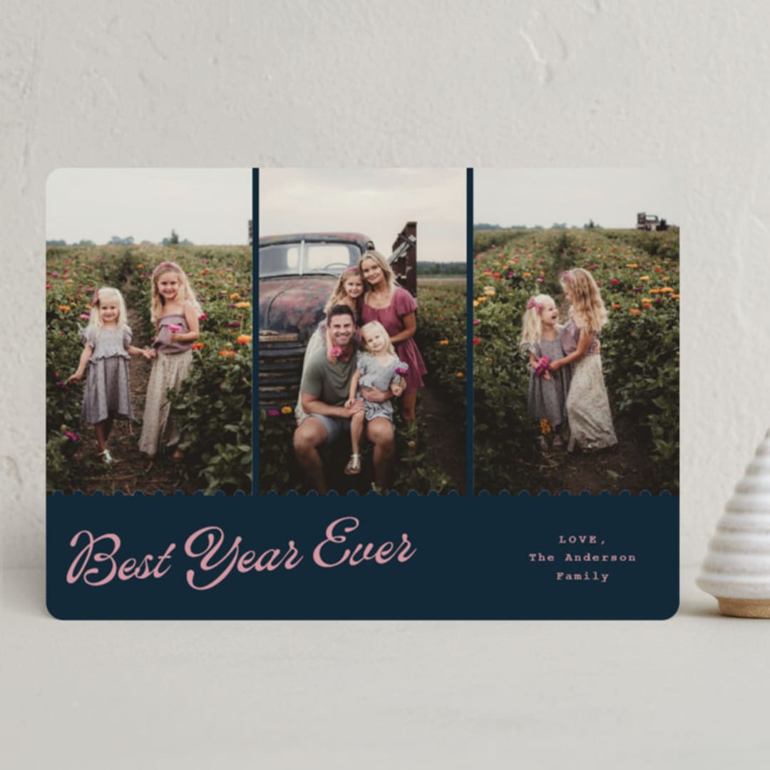 "jagged edge" - Holiday Cards in Navy by Cass Loh - Front