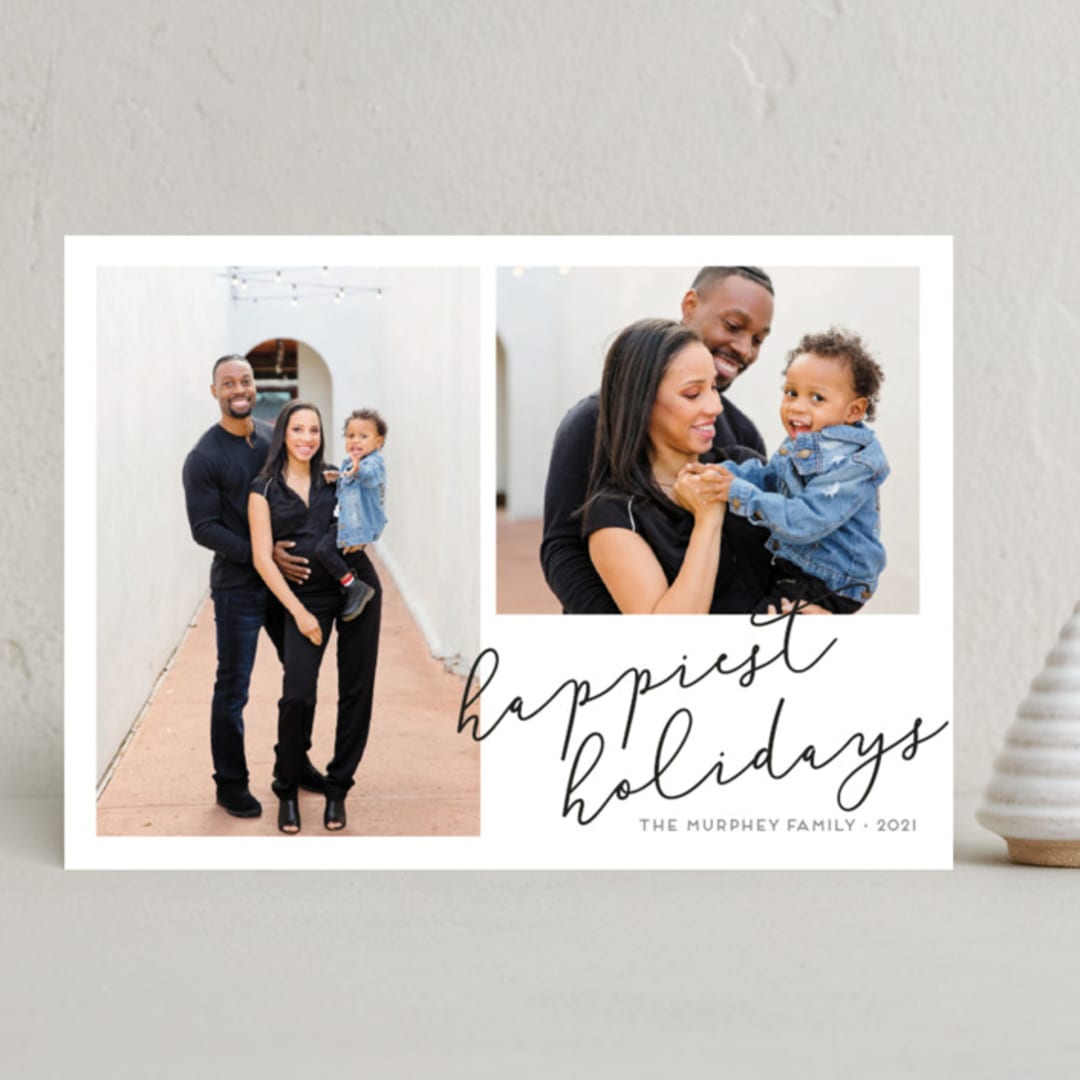 "Twice as Happy" - Holiday Cards in Chimney Coal by Kaydi Bishop - Front