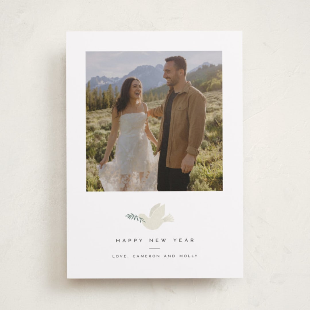 "Papercut Dove" - Holiday Cards in Spruce by Paula Pecevich - Front