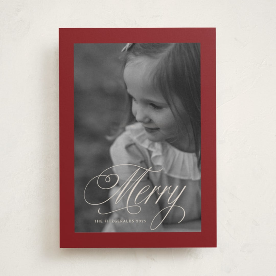 "Boldly Merry" - Holiday Cards in Garnet by Karen Kaul - Front