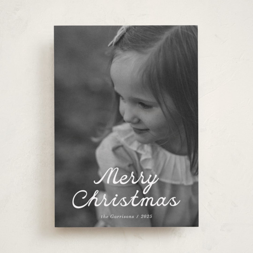 "Script Note" - Holiday Cards in Cotton by Baumbirdy - Front