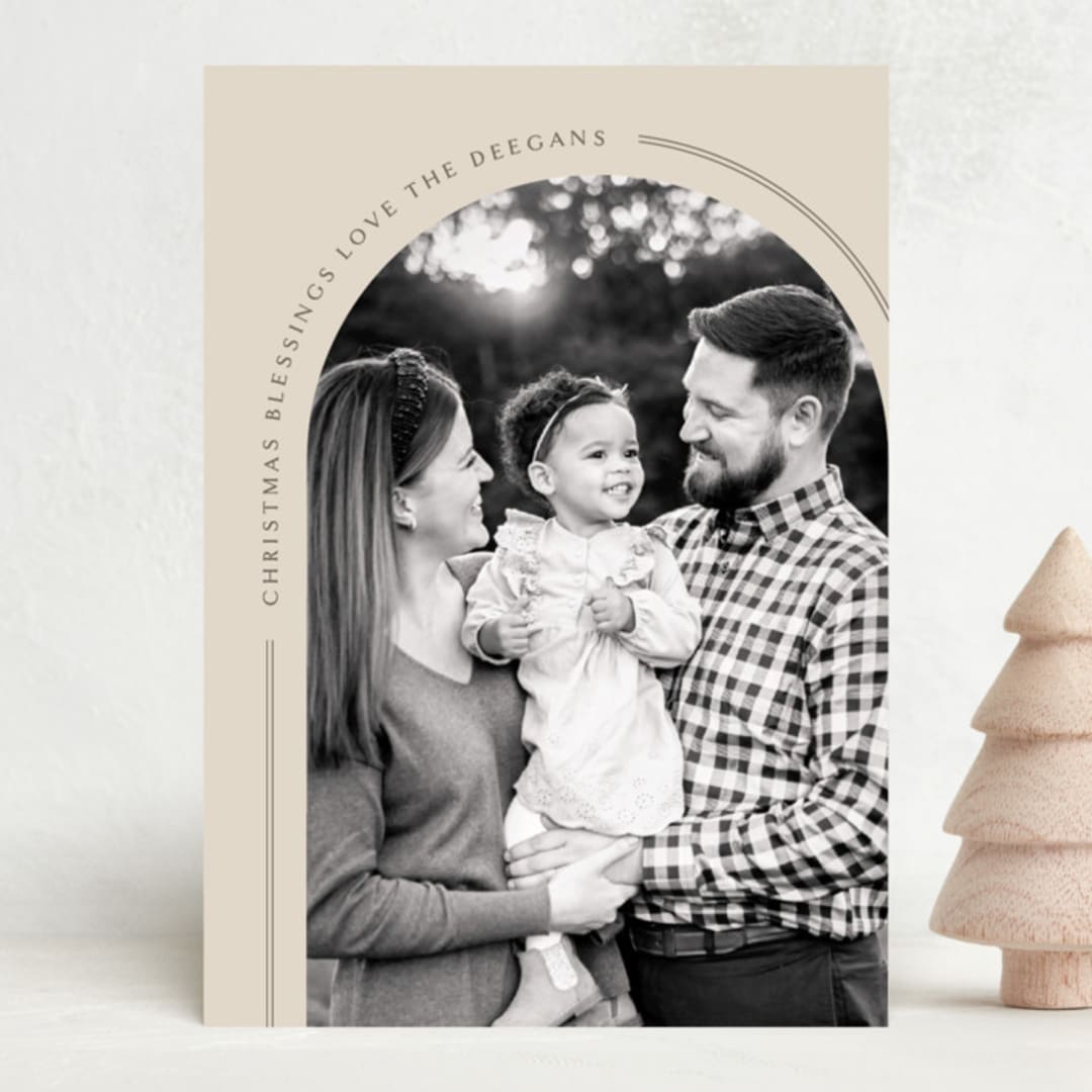 "Arch Blessings" - Holiday Cards in Linen by Erin Deegan - Front
