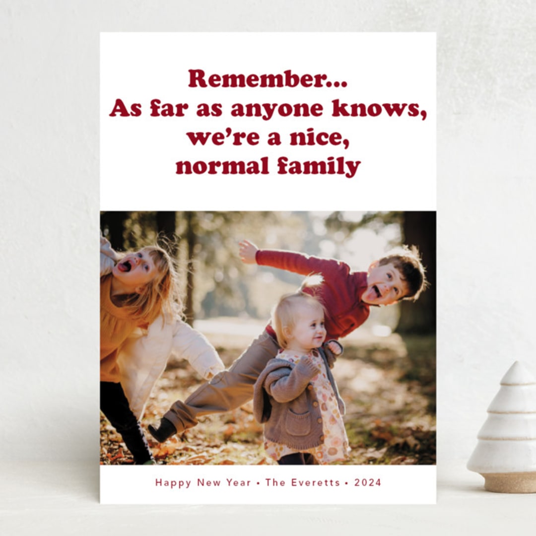 "Remember" - Holiday Cards in Candy Cane by Hudson meet Rose - Front