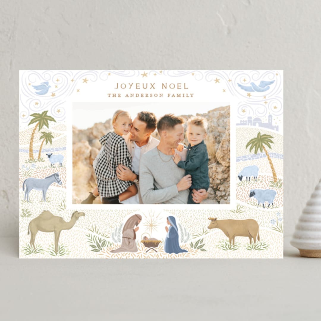 "Joyful Nativity" - Holiday Cards in Sand by Paper Sun Studio - Front
