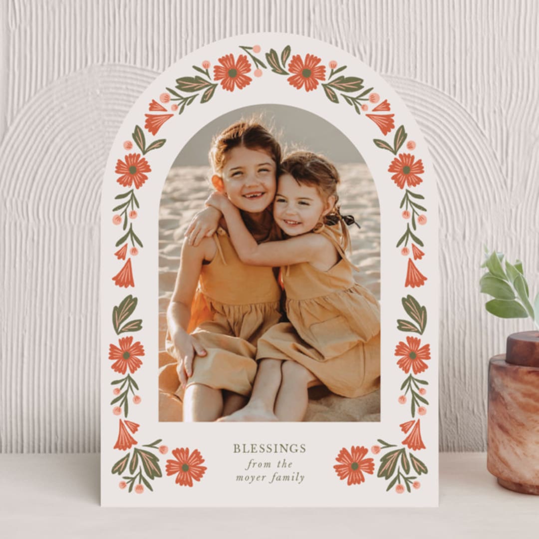 "Merry Arch" - Holiday Cards in Persimmon by Jen Owens - Front