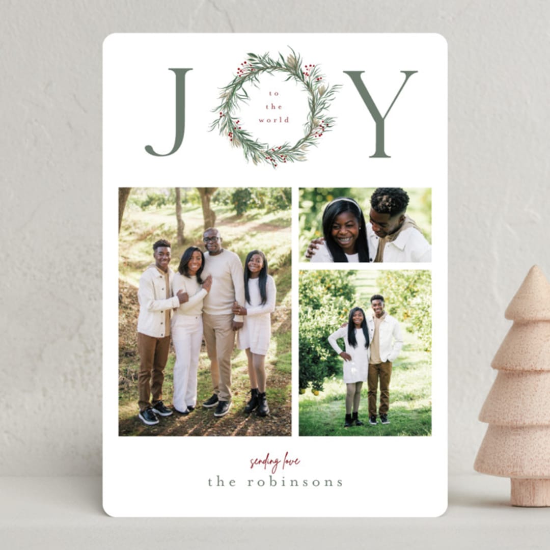 "Rejoice Wreath" - Holiday Cards in Moss by Elsa Duncan - Front