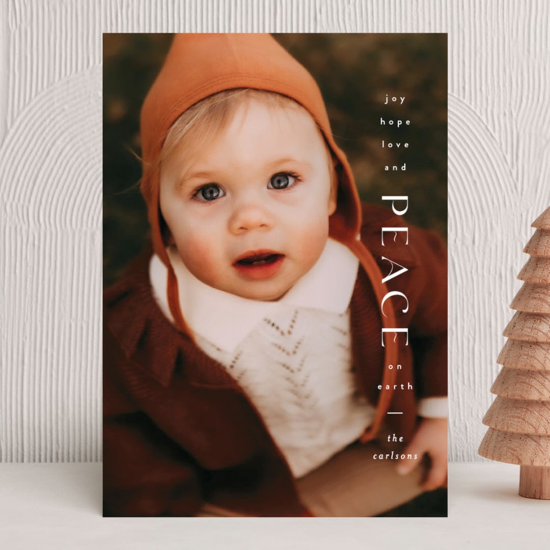 "Prayer of Peace" - Holiday Cards in Snowfall by Sandra Picco Design - Front