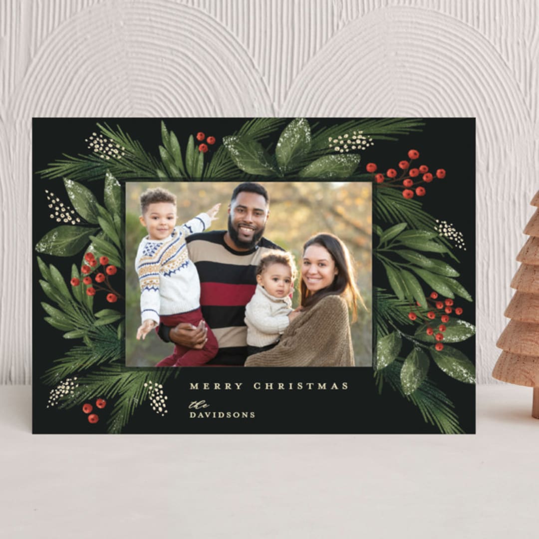 "Festive Holiday" - Holiday Cards in Berry by Paula Pecevich - Front