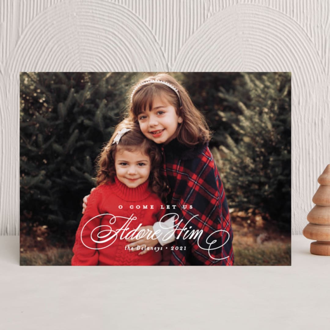 "Elegant Adore Him" - Holiday Cards in Snow by Brianne Larsen - Front