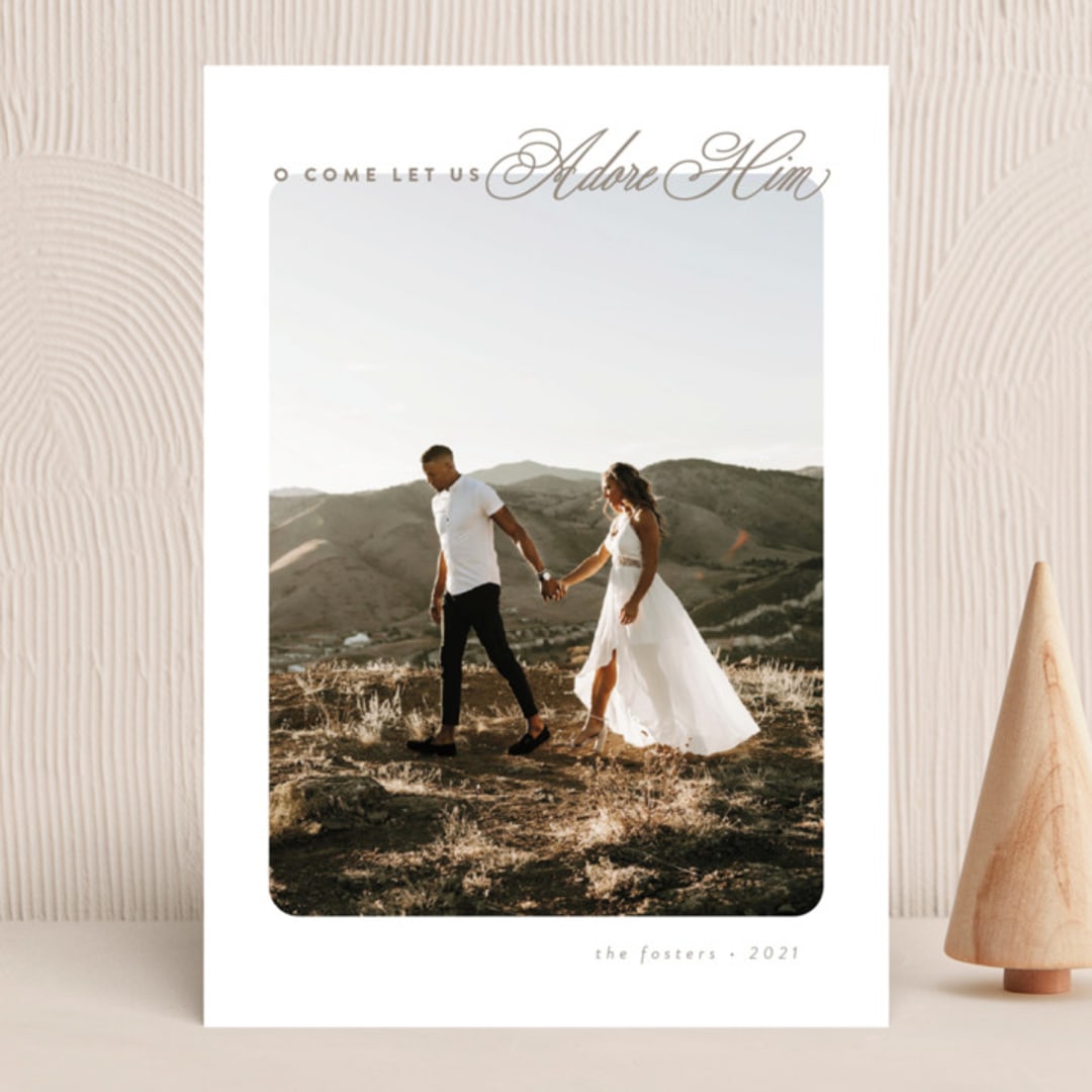 "O Come" - Holiday Cards in Champagne by Brianne Larsen - Front