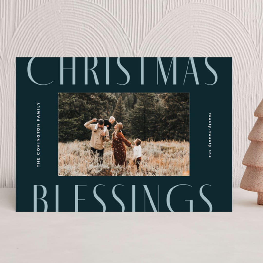 "Stacked Blessings" - Holiday Cards in Night Sky by Ekko Studio - Front