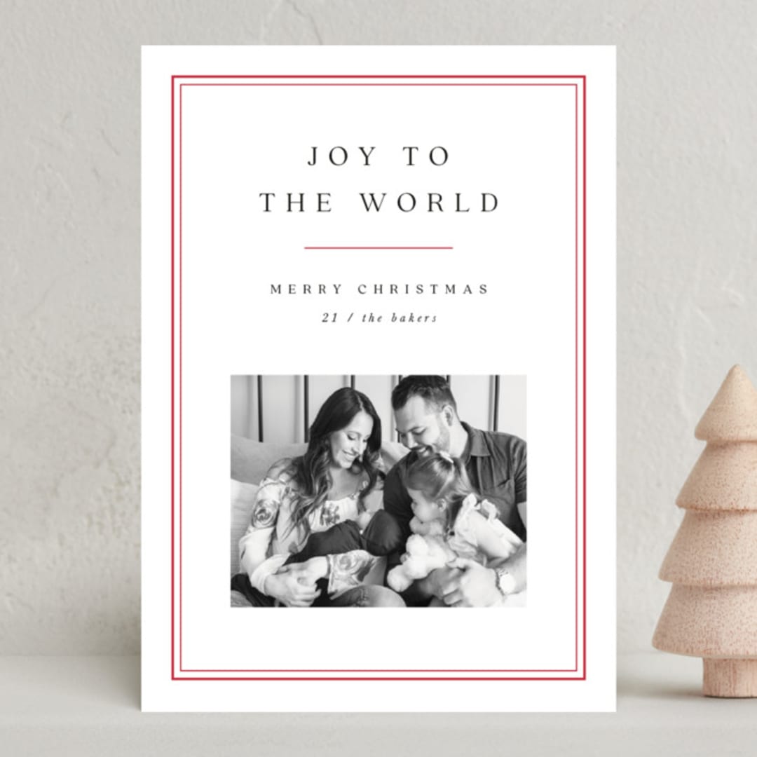 "Stripe Edge" - Holiday Cards in Snow by Amy Kross - Front