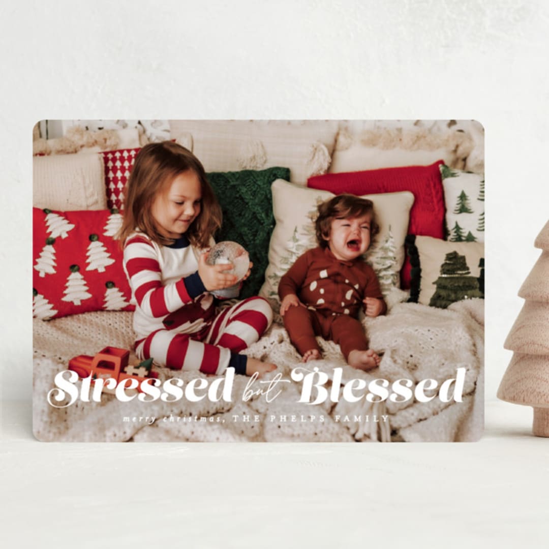 "Stressed but Blessed" - Holiday Cards in Snowflake by Brooke Chandler - Front