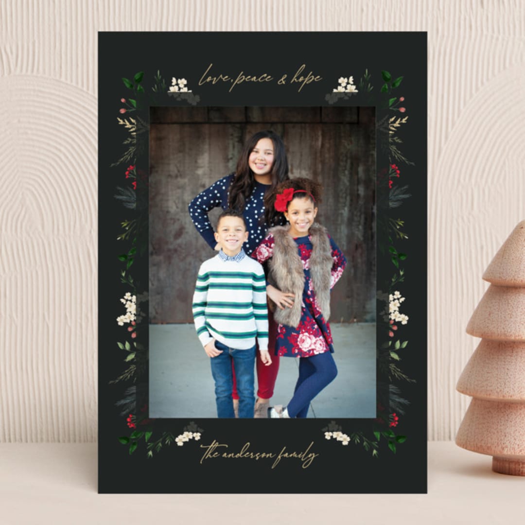 "Love, Peace & Hope" - Holiday Cards in Holly by Susan Moyal - Front