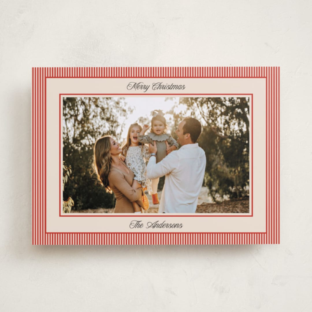 "Little Stripes" - Holiday Cards in Ruby by Annie Shapiro - Front