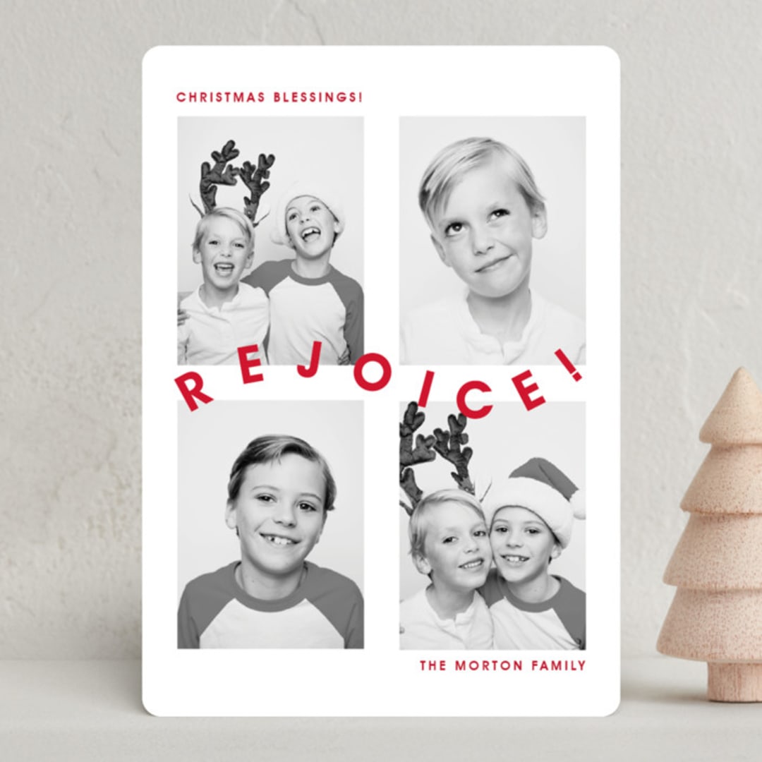 "Joyful Rejoicing" - Holiday Cards in Cranberry by Chelsea Petaja - Front