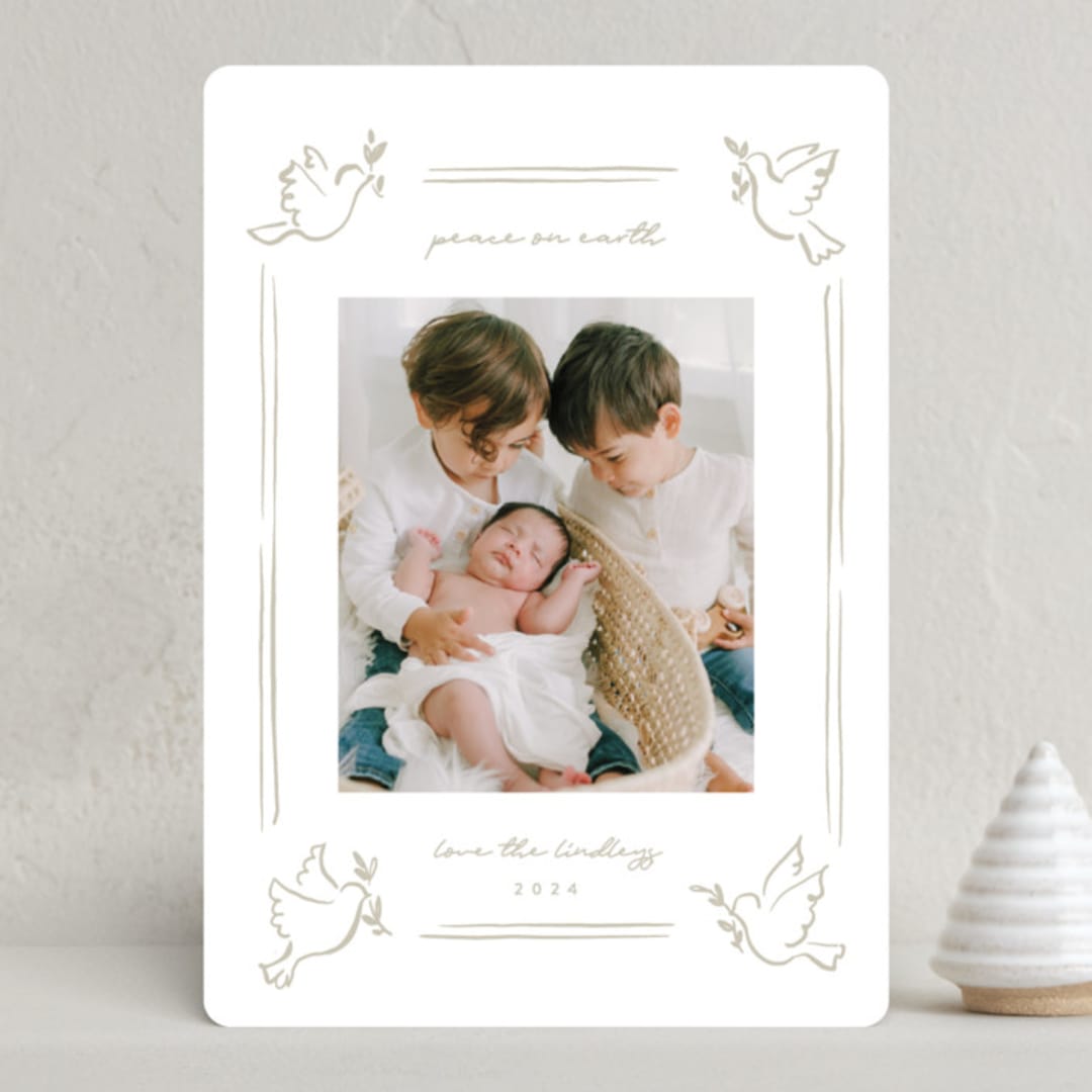 "whimsy doves" - Holiday Cards in Snow by Rebecca Durflinger - Front