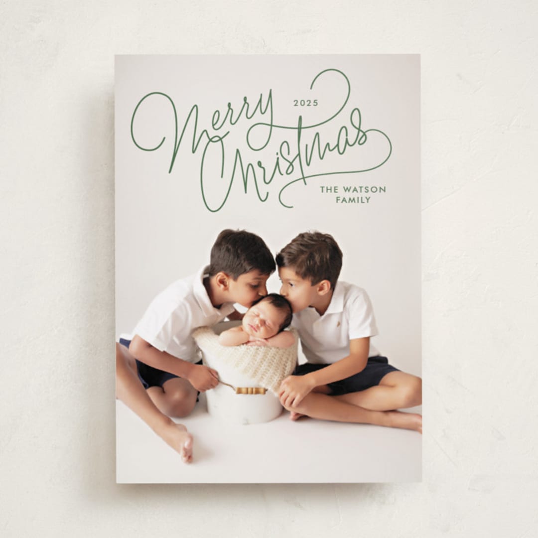 "Up Top" - Holiday Cards in Pine by Lauren Chism - Front