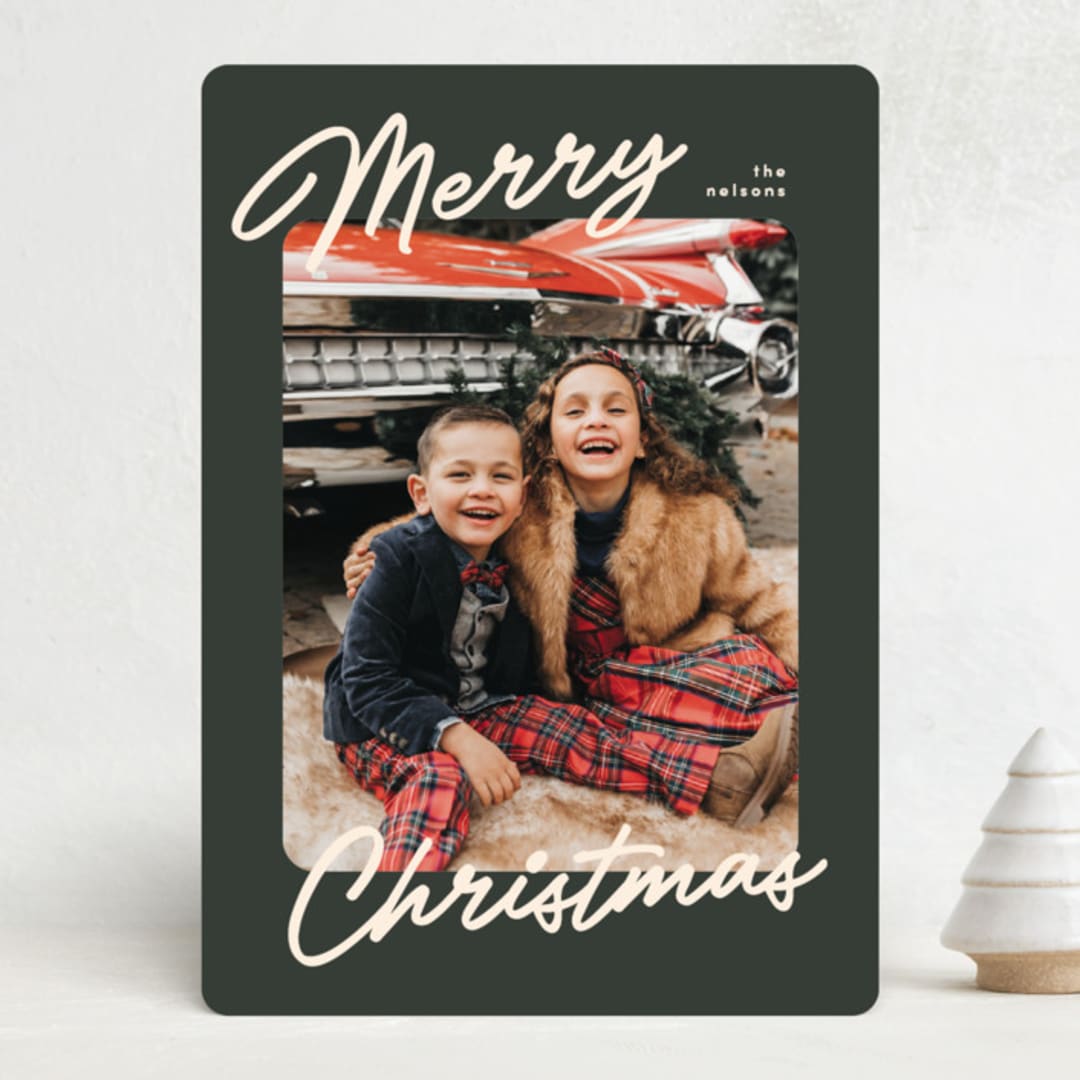"the classic" - Holiday Cards in Olive by Pixel and Hank - Front