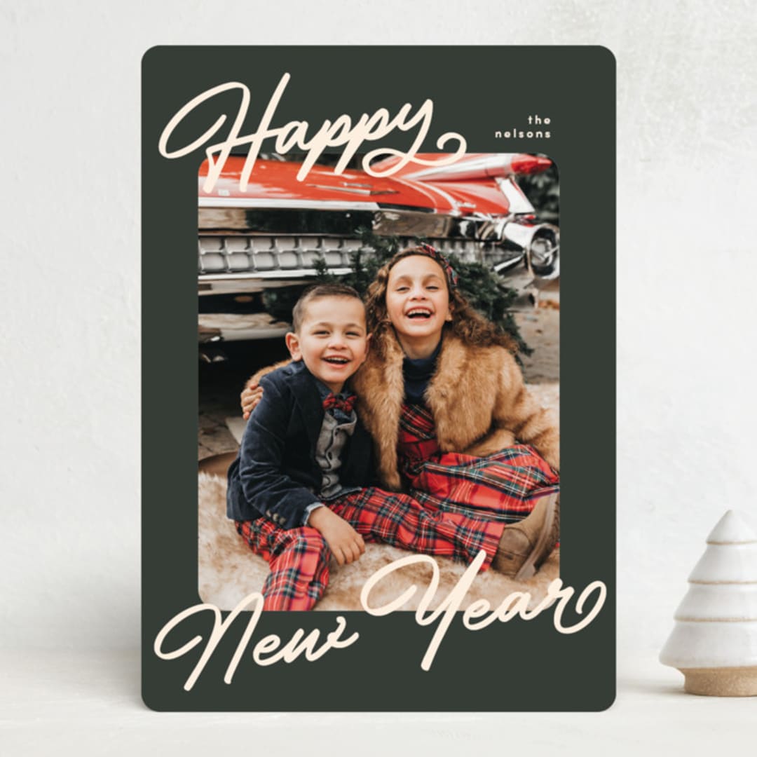 "the classic" - Holiday Cards in Olive by Pixel and Hank - Front