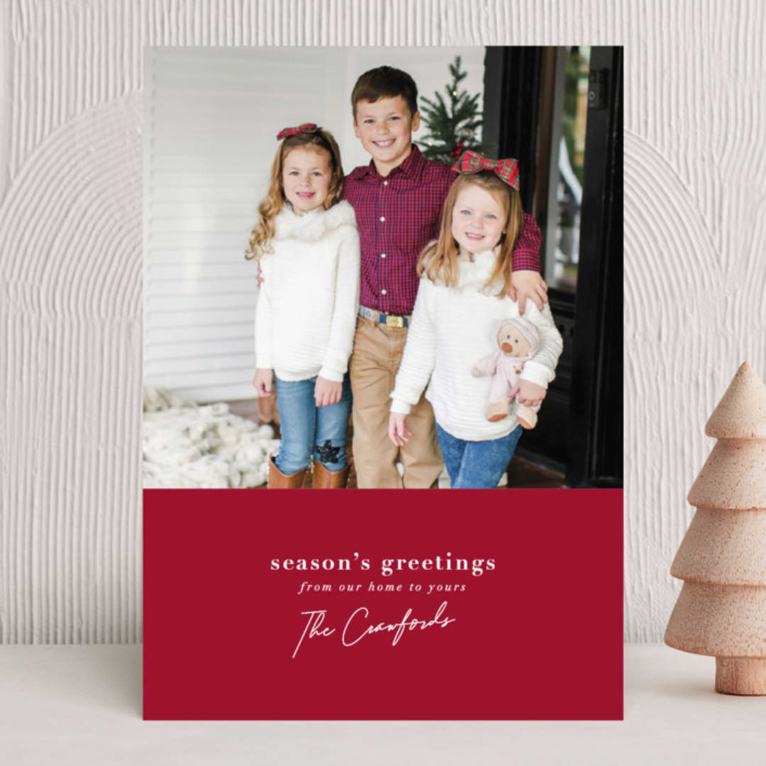 "Signature Greeting" - Holiday Cards in Poinsettia by Meggy Masters - Front