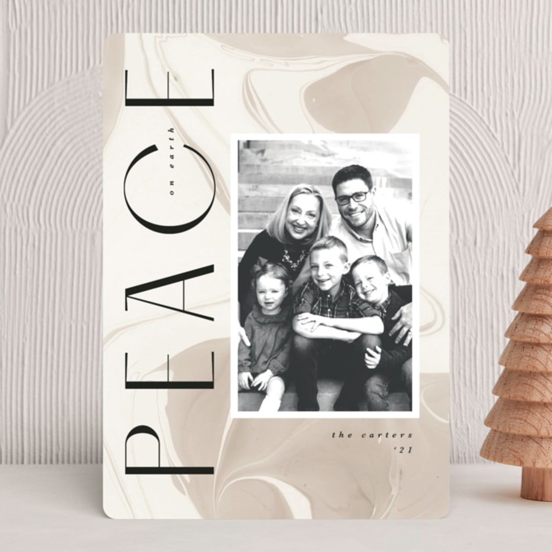 "Modern Marble" - Holiday Cards in Almond by Kate Ahn - Front