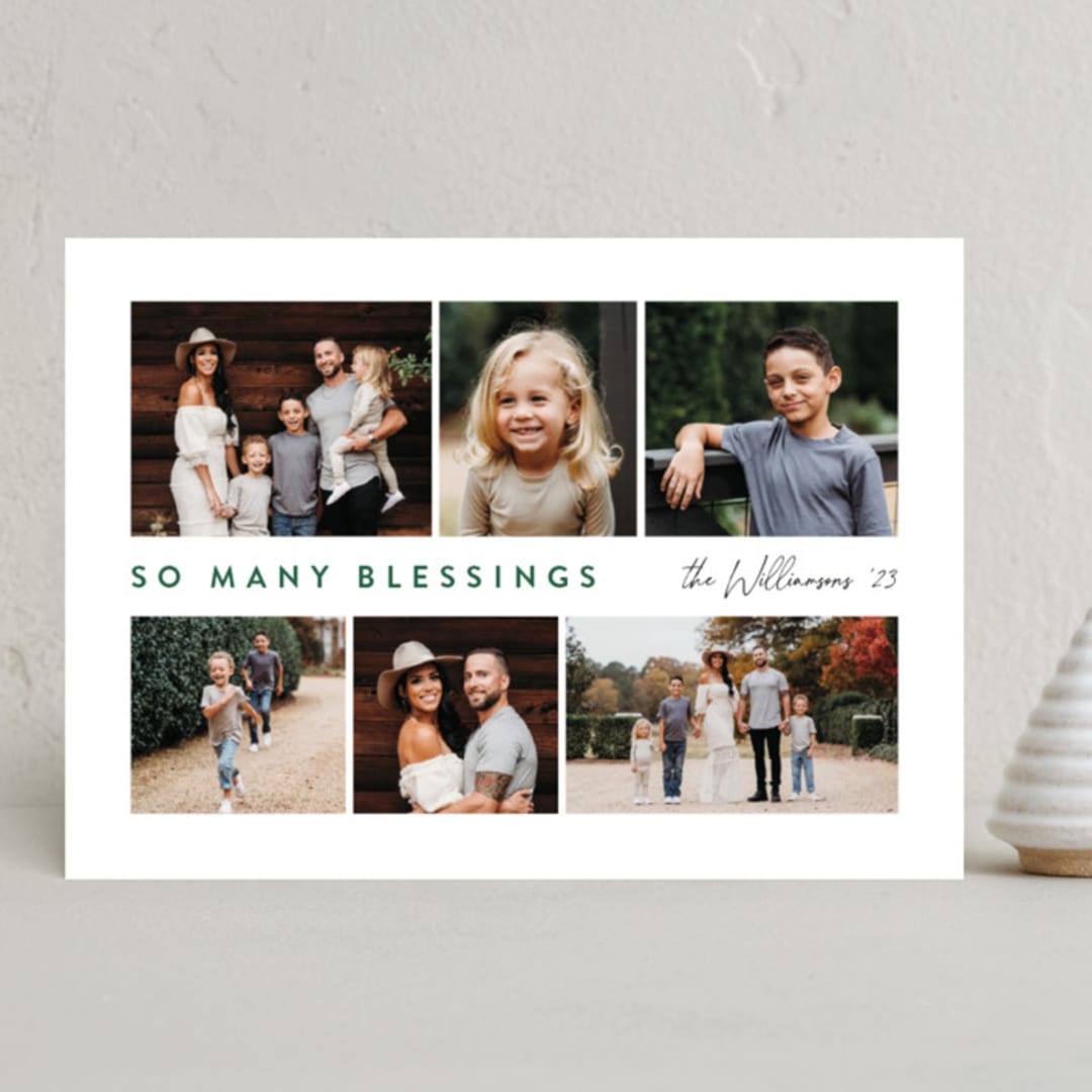 "So Many Blessings" - Holiday Cards in Evergreen by Jen Tips - Front