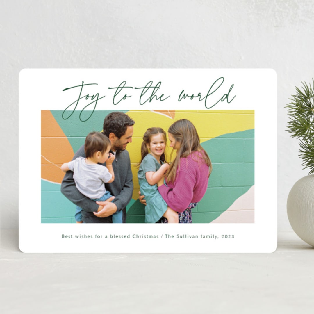 "Joy Has Come" - Holiday Cards in Evergreen by Katherine Moynagh - Front