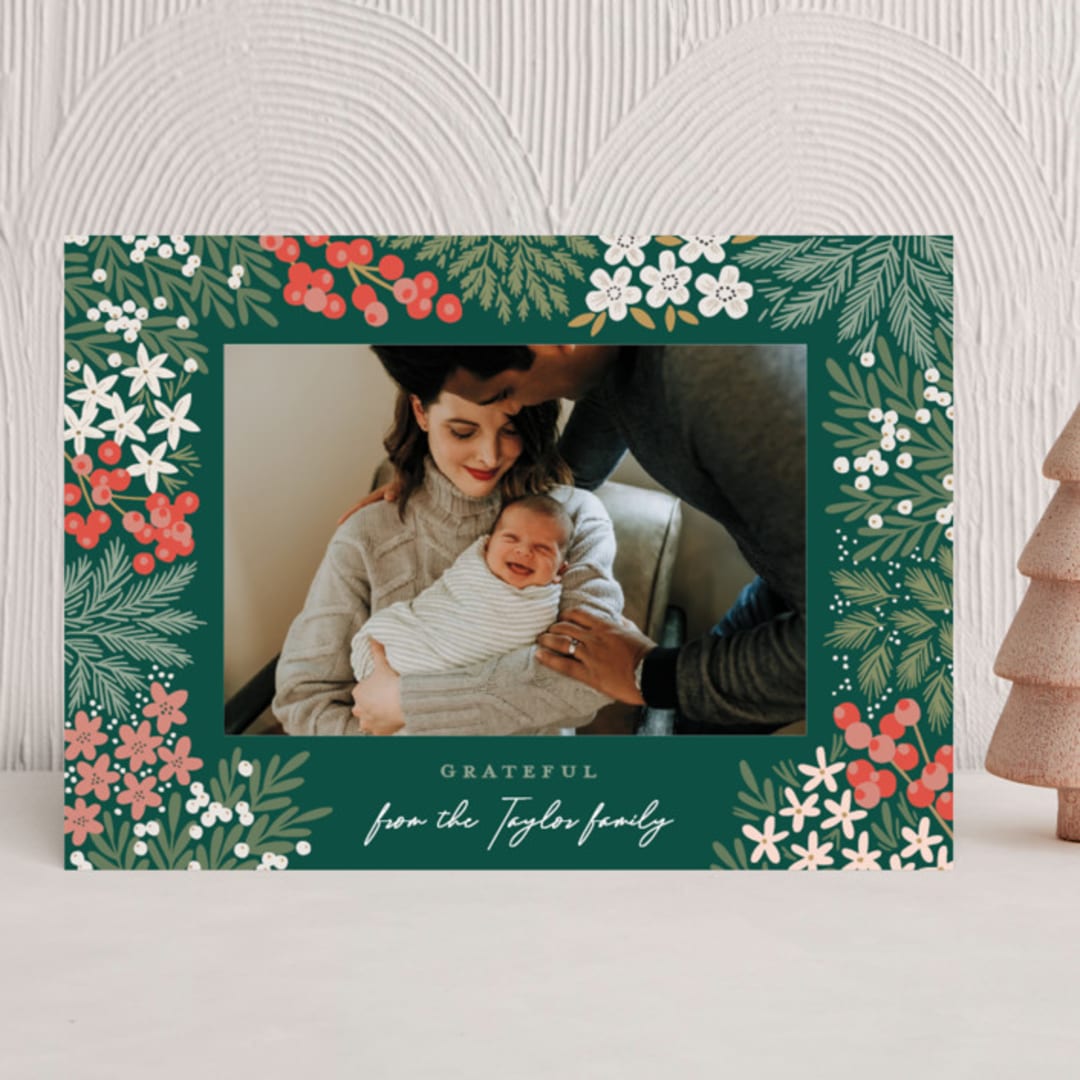 "Holiday Floral Scatter" - Holiday Cards in Pine by Alethea and Ruth - Front