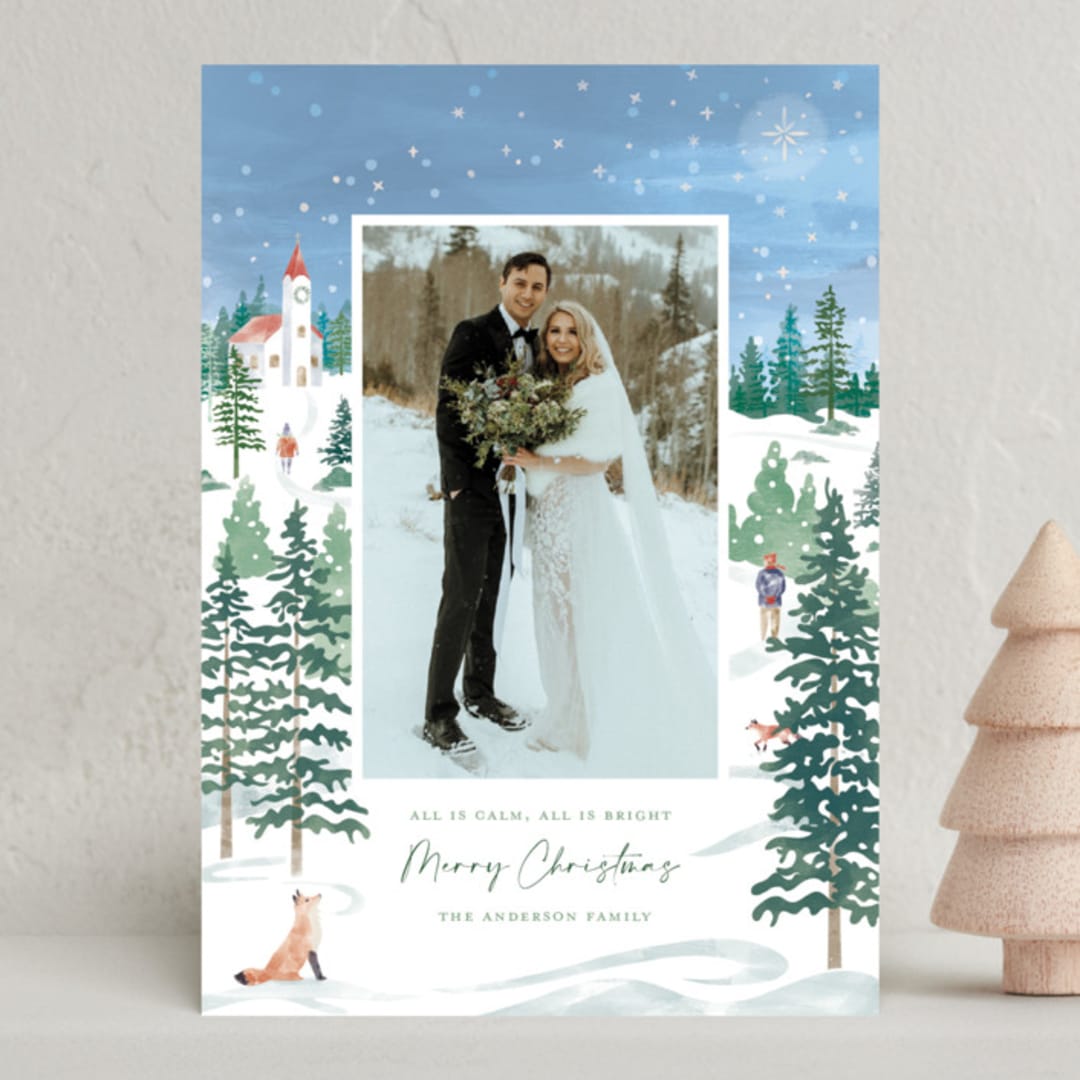 "I wonder as I wander" - Holiday Cards in Juniper by Paper Sun Studio - Front