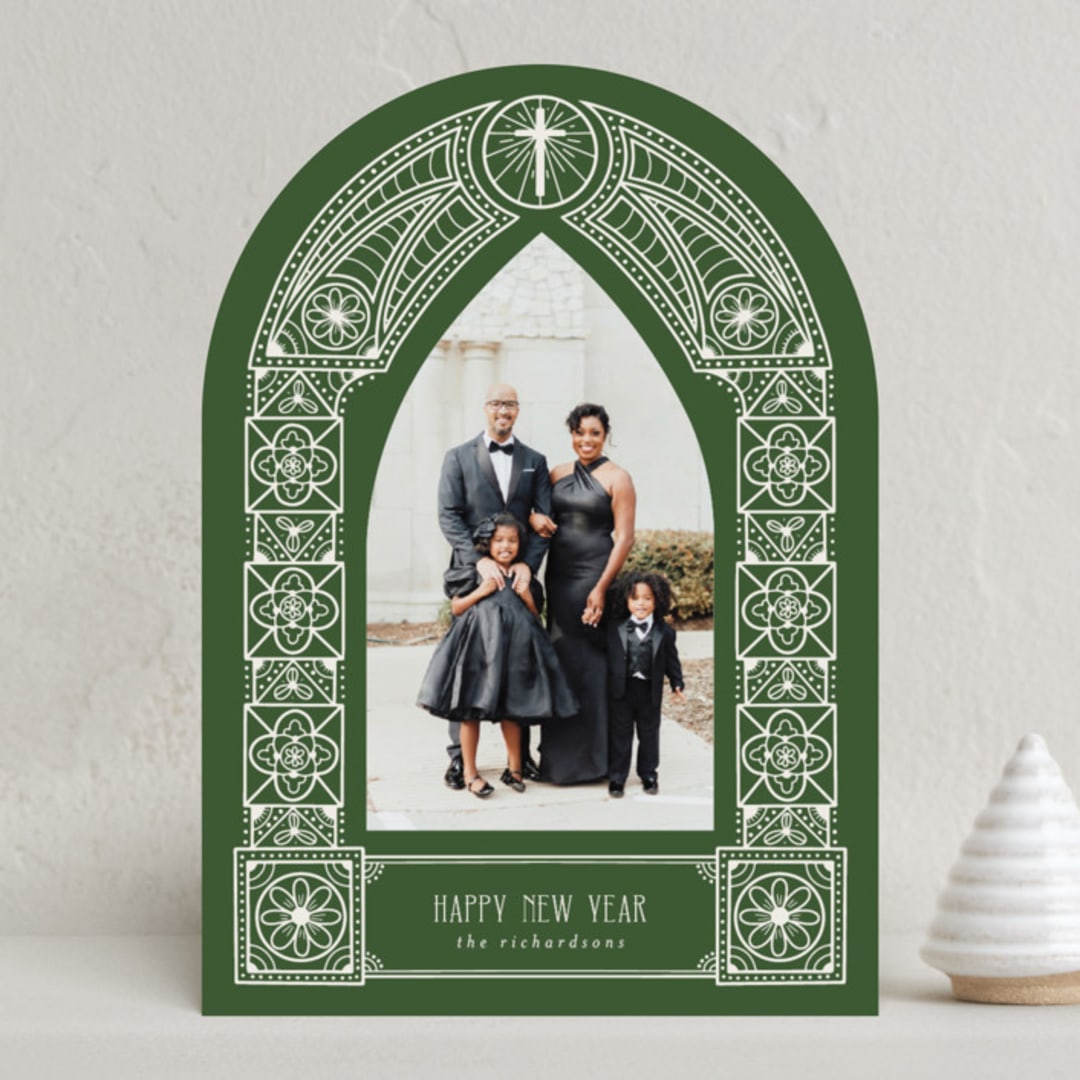 "Chapel Frame" - Holiday Cards in Pine Needle by Randi Cirelli - Front