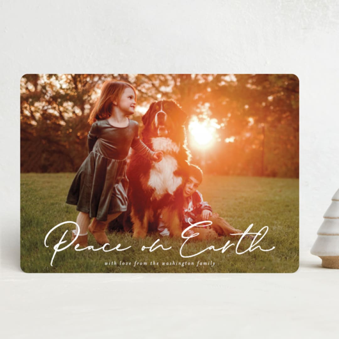 "Peaceful Greeting" - Holiday Cards in Snow by Ashley Iwafuchi - Front