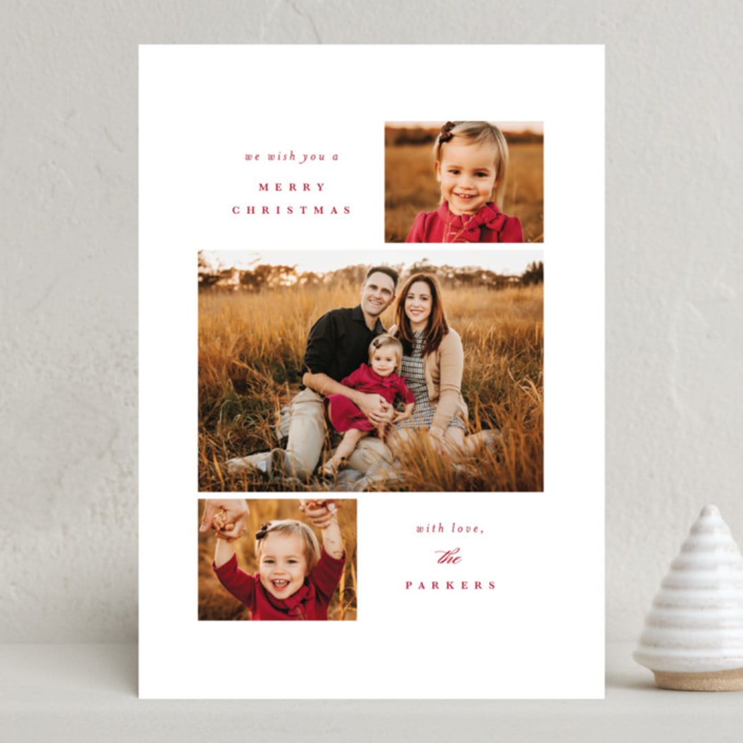 "Classic Wishes" - Holiday Cards in Poinsettia by Brianne Larsen - Front