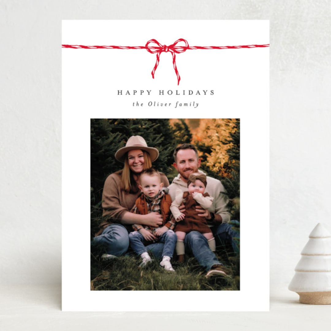 "With a bow" - Holiday Cards in Holly Berry by AK Graphics - Front